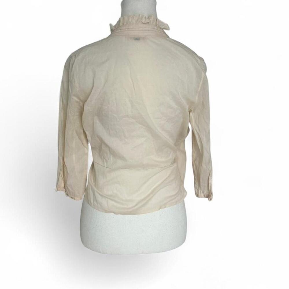 Soft romantic wrap blouse in light cream/champagne cottagecore tone size small - Picture 2 of 4